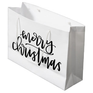 Merry Christmas - Black and White Gift Bag