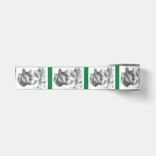 Merry Christmas Black Bear and Christmas Tree Satin Ribbon