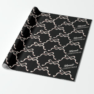 Merry Christmas Black Bows modern Wrapping Paper