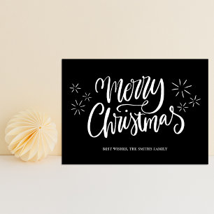 Merry Christmas Black Calligraphy Modern Non Photo Holiday Card