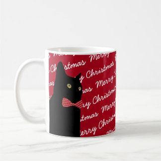 Merry Christmas Black Cat Coffee Mug