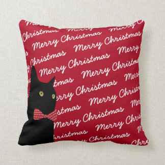 Merry Christmas Black Cat Cushion