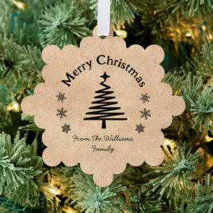 merry christmas black christmas tree kraft minimal decoration card