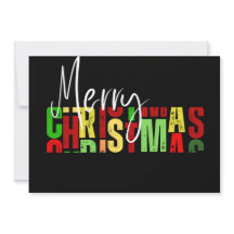 Merry christmas Black colourful Greeting Card