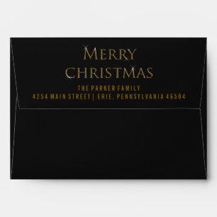 Merry Christmas Black Envelope with Faux Gold