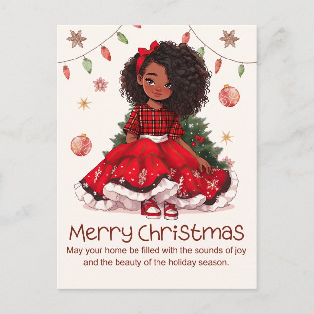 Merry Christmas Black Girl Magic Melanin Xmas Fun Postcard (Front)