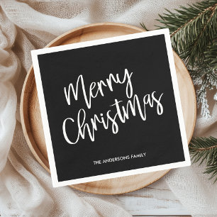 Merry Christmas Black Holiday Napkin