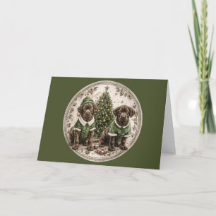 Merry Christmas Black Labrador Retriever Puppy Holiday Card