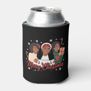 Merry Christmas Black Queen Girl African Melanin Can Cooler