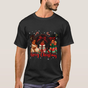 Merry Christmas Black Queen Girl African Santa Mel T-Shirt