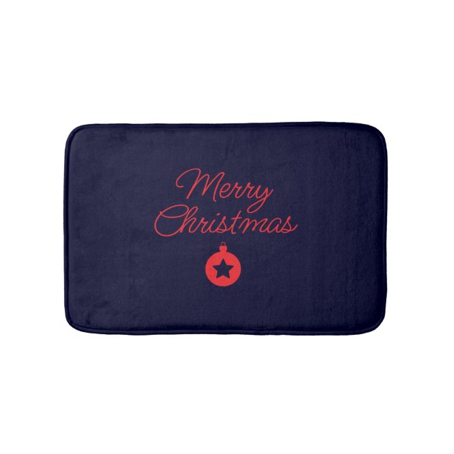 Merry Christmas Black Rock Blue Classical Unique Bath Mat (Front)