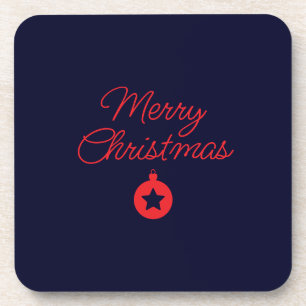 Merry Christmas Black Rock Blue Classical Unique Coaster
