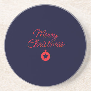 Merry Christmas Black Rock Blue Classical Unique Coaster