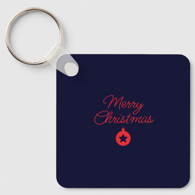 Merry Christmas Black Rock Blue Classical Unique Key Ring (Front)
