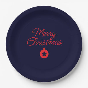 Merry Christmas Black Rock Blue Classical Unique Paper Plate