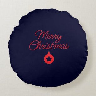 Merry Christmas Black Rock Blue Classical Unique Round Cushion