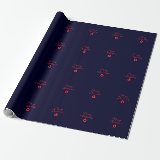 Merry Christmas Black Rock Blue Classical Unique Wrapping Paper (Unrolled)