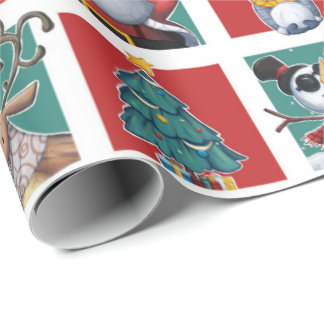 Merry Christmas black Santa and kids Wrapping Paper