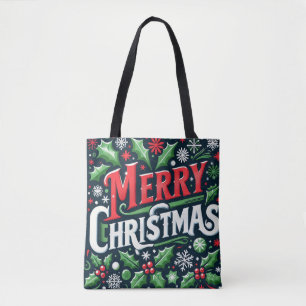 Merry Christmas Black Tote Bag