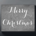 Merry Christmas Black White Chalkboard Blackboard Plaque<br><div class="desc">Merry Christmas Handwriting Typography Black and White Chalkboard Blackboard Look Background,  you can change the text</div>