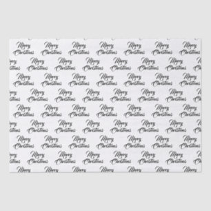 Merry Christmas black white custom script elegant Tissue Paper