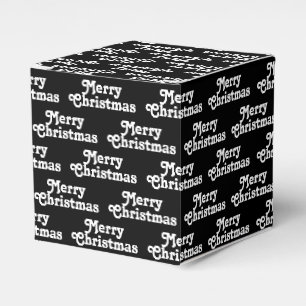 "Merry Christmas" black white Holiday Gift Favour Box