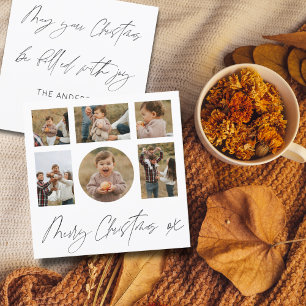 Merry Christmas Black & White Photo Collage Holiday Card