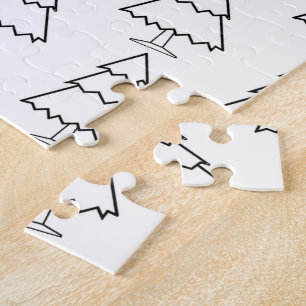 Merry Christmas Black & White Tree Jigsaw Puzzle