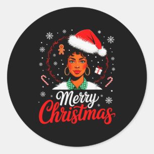 Merry Christmas Black Women African American Xmas  Classic Round Sticker