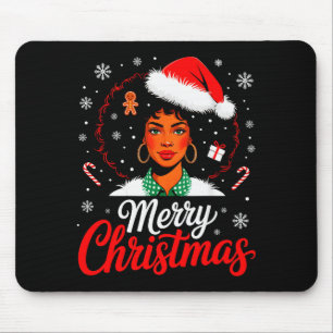 Merry Christmas Black Women African American Xmas  Mouse Pad