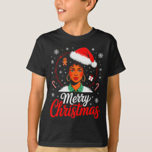 Merry Christmas Black Women African American Xmas  T-Shirt