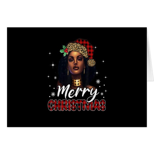 Merry Christmas Black Women African Santa Hat Leop (Front Horizontal)