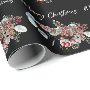 Merry Christmas Black Wrapping Paper