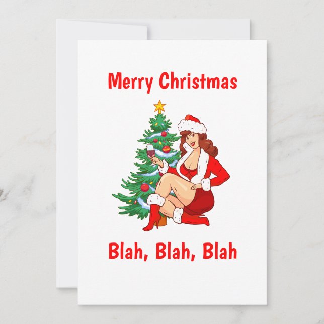 Merry Christmas Blah, Blah, Blah - Funny Christmas Holiday Card (Front)