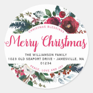 Merry Christmas Blessings Return Address Labels