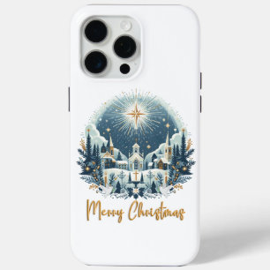 Merry Christmas blue and gold  iPhone 15 Pro Max Case