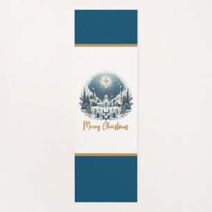Merry Christmas blue and gold Yoga Mat