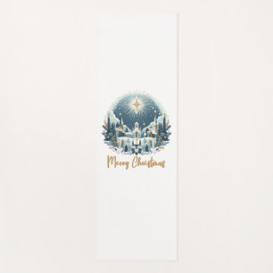 Merry Christmas blue and gold Yoga Mat