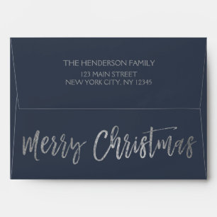Merry Christmas Blue and Silver Foil Envelope