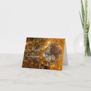 Merry Christmas Blue Globe Holiday Card
