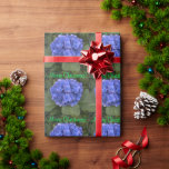 Merry Christmas Blue Hydrangea Wrapping Paper<br><div class="desc">Merry Christmas is written in green script.  Pretty blue hydrangea flowers and big green leaves.  Original Photography © TamiraZDesigns.</div>