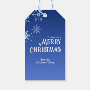 Merry Christmas Blue Modern Snowflake Gift Tags