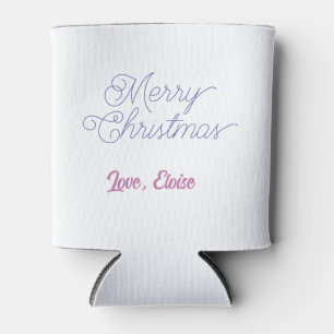 merry christmas blue name love simple blue purple can cooler