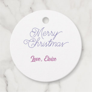 merry christmas blue name love simple blue purple favour tags