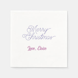 merry christmas blue name love simple blue purple napkin