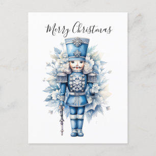 Merry Christmas Blue Nutcracker Postcard