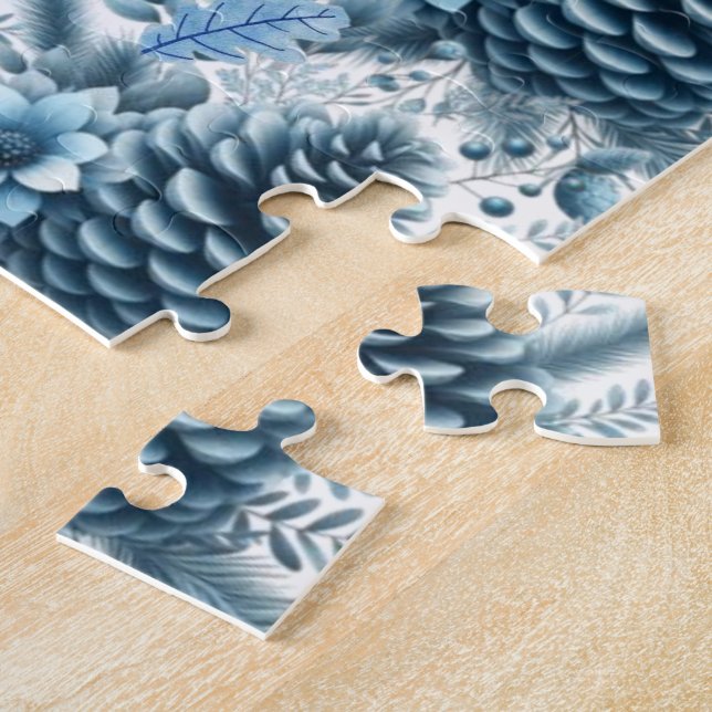 Merry Christmas Blue Pinecones  Jigsaw Puzzle (Side)