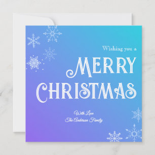 Merry Christmas Blue Purple Modern Snowflake Holiday Card