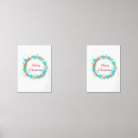 Merry Christmas blue red garland watercolor holida