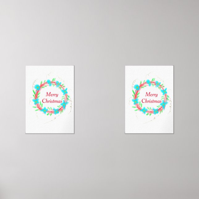 Merry Christmas blue red garland watercolor holida (Front)